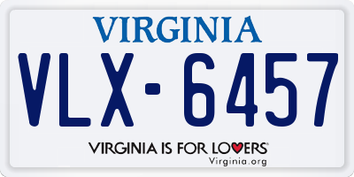 VA license plate VLX6457