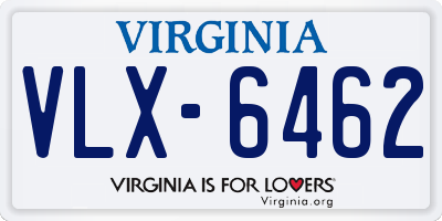 VA license plate VLX6462