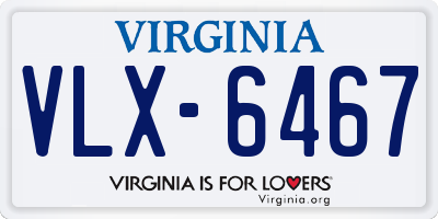 VA license plate VLX6467