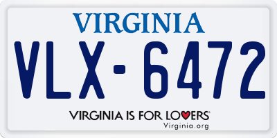 VA license plate VLX6472