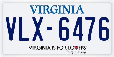 VA license plate VLX6476