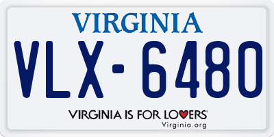 VA license plate VLX6480