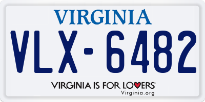 VA license plate VLX6482