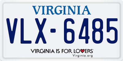 VA license plate VLX6485