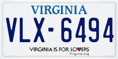 VA license plate VLX6494