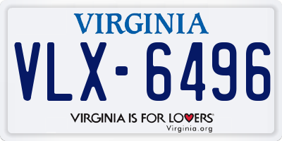 VA license plate VLX6496