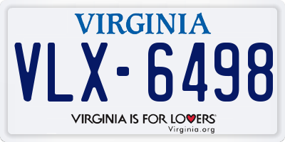 VA license plate VLX6498