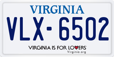 VA license plate VLX6502