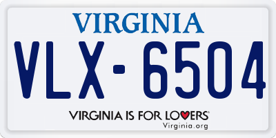 VA license plate VLX6504