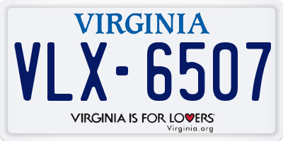 VA license plate VLX6507