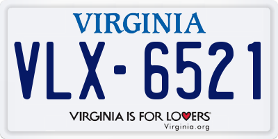 VA license plate VLX6521