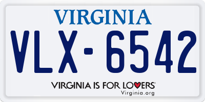 VA license plate VLX6542