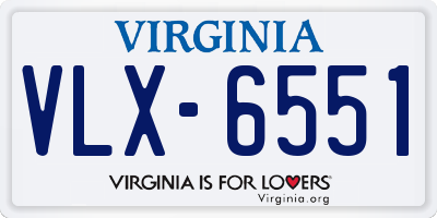 VA license plate VLX6551