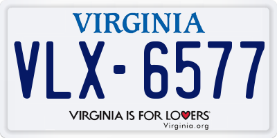 VA license plate VLX6577