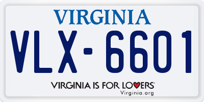 VA license plate VLX6601