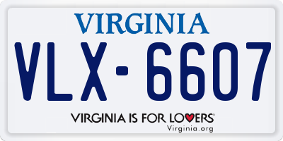 VA license plate VLX6607