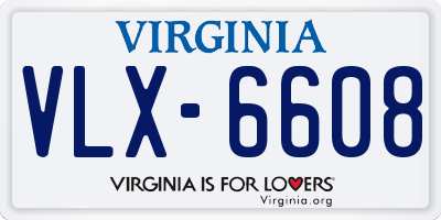 VA license plate VLX6608