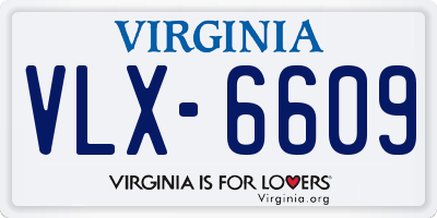 VA license plate VLX6609