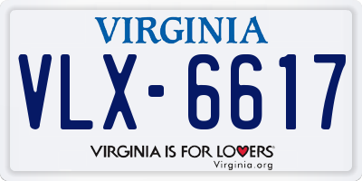 VA license plate VLX6617