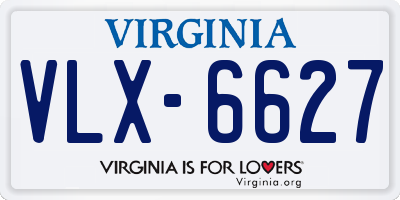 VA license plate VLX6627