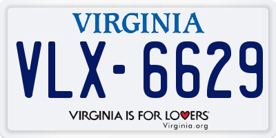 VA license plate VLX6629