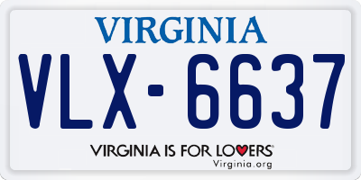 VA license plate VLX6637