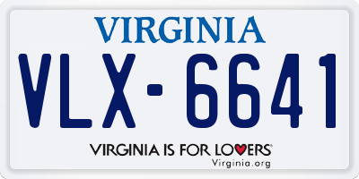 VA license plate VLX6641