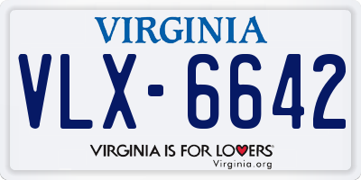 VA license plate VLX6642