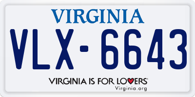 VA license plate VLX6643