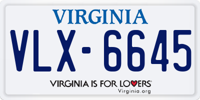 VA license plate VLX6645