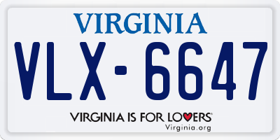 VA license plate VLX6647