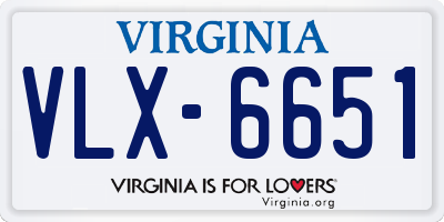 VA license plate VLX6651