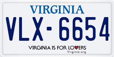 VA license plate VLX6654