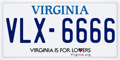 VA license plate VLX6666