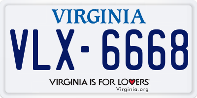 VA license plate VLX6668