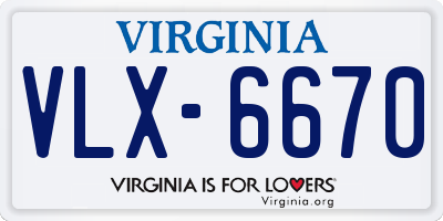 VA license plate VLX6670