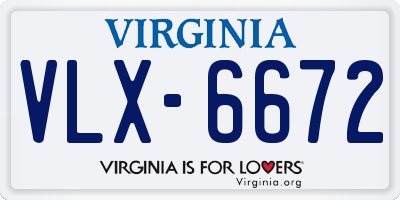 VA license plate VLX6672