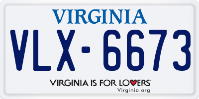 VA license plate VLX6673