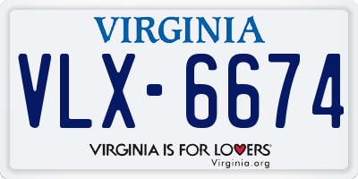 VA license plate VLX6674