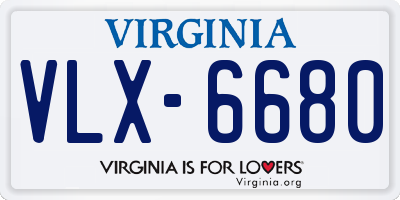 VA license plate VLX6680