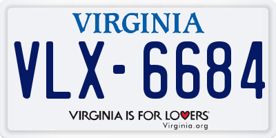 VA license plate VLX6684