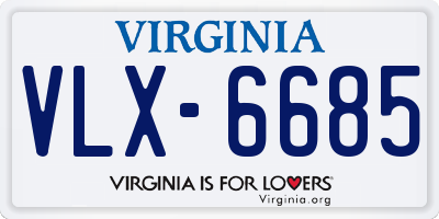 VA license plate VLX6685