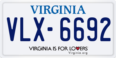 VA license plate VLX6692