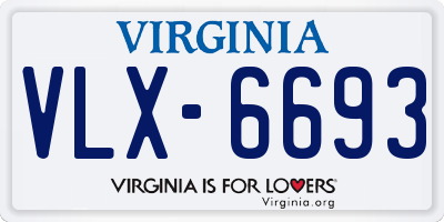 VA license plate VLX6693