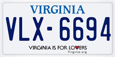 VA license plate VLX6694