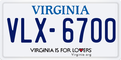 VA license plate VLX6700