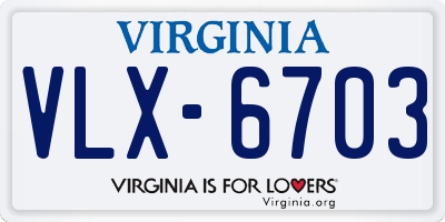 VA license plate VLX6703