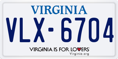 VA license plate VLX6704