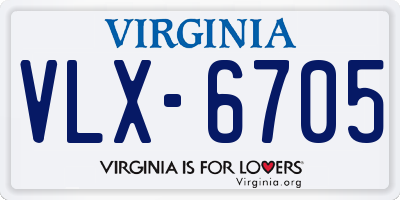 VA license plate VLX6705