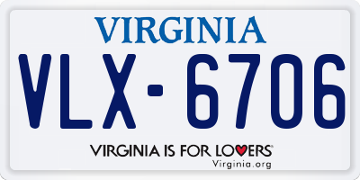 VA license plate VLX6706